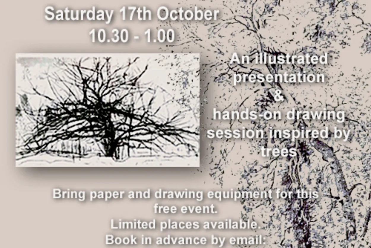 a poster detailing the event with a drawing on it