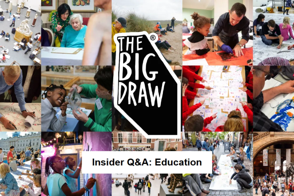Collection of Big Draw Photos of participants drawing in a varaity of locations.