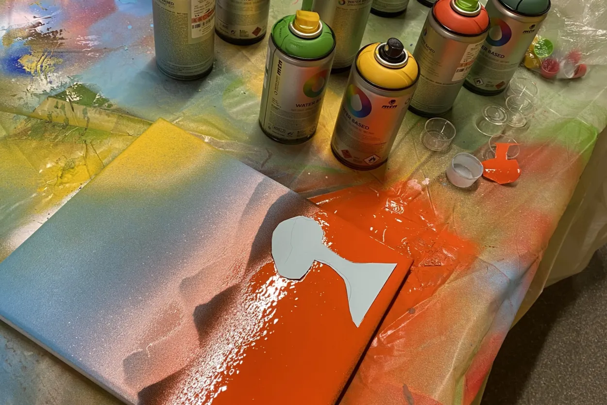 Spray painting of a sunset.