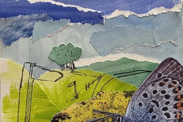 Collage Landscape of the south downs inspired by Sara Lee.