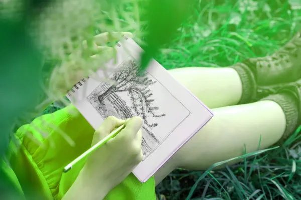 Person drawing a tree