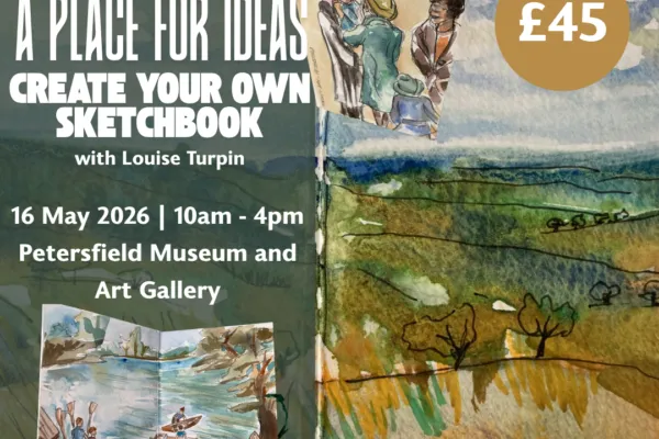 Watercolour landscape with event information overlayed