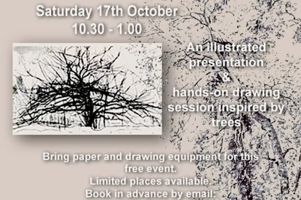 a poster detailing the event with a drawing on it