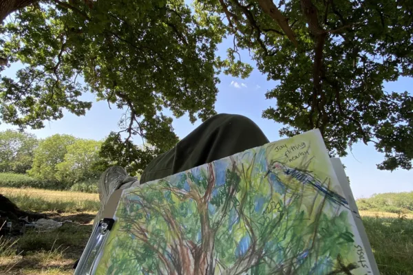 oak tree with sketchbook