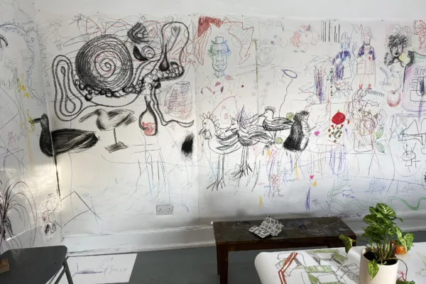 The drawing wall during our 'Big Draw' 2025