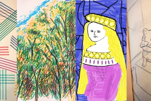 four composite images, sketches/drawings