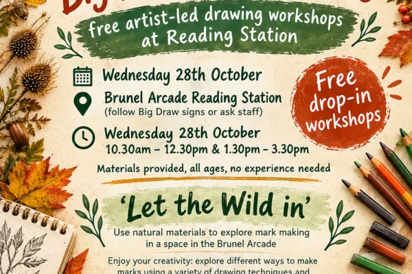 text with logos and drawings of natural objects and workshop information