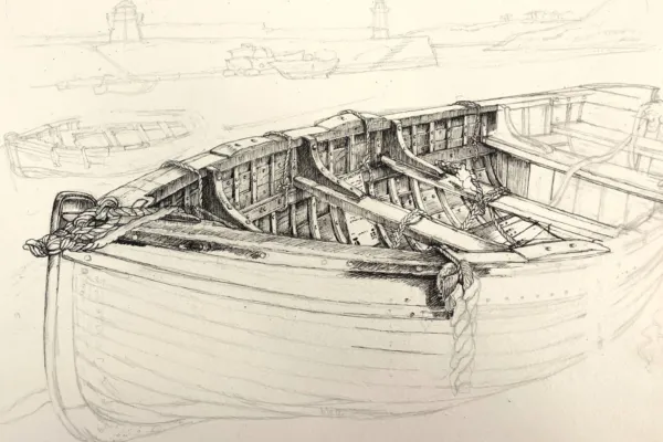 Pencil drawing of a boat