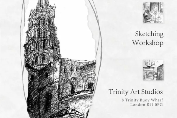 Poster for Along the River Handscroll: Part II, a sketching workshop by artist Zorg Yifan Jing.